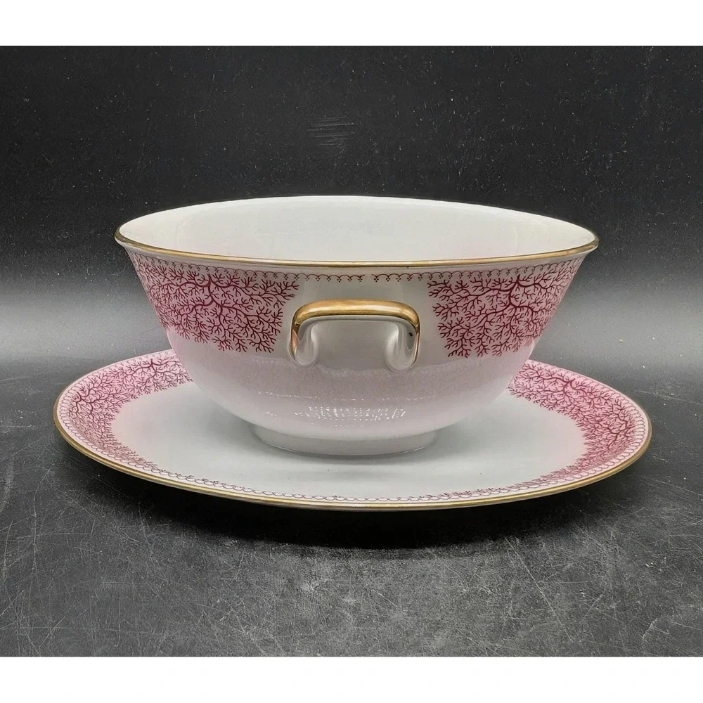 Furstenberg‎ Park Lane Old Brunswick Gravy Boat Attached Underplate Germany Gold